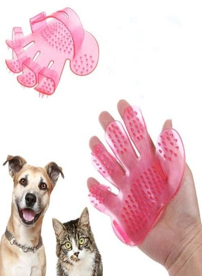 Red Champion Pet Grooming 2 Pack - Soft Silicone Bathing & Deshedding Gloves for Dogs & Cats